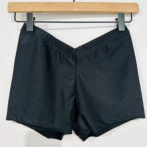 Melissa Simone Carter Shiny Swim Bottom Shorts V-Shaped Waist Black Made in USA